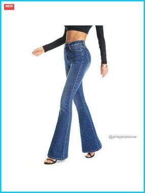 High Rise Bootcut Stretch Denim Jeans Curvy Fit 5-Pocket
